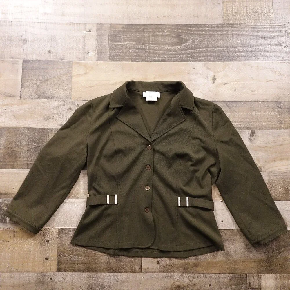 Vertigo Petites Paris Blazer Women’s Size Large Olive Green Tailored Jacket